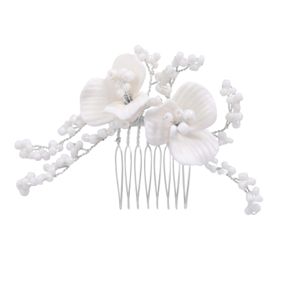 ATHENA COLLECTION - FLOWER OF ELEGANCE HAIR COMB - HC277 SILVER