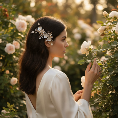 ATHENA COLLECTION - LUXE FLORAL HAIR CLIP - CLIP760  ROSE GOLD