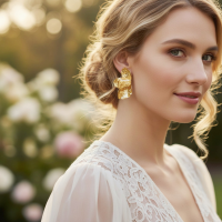 ATHENA COLLECTION - STATEMENT FLOWER EARRINGS - CZER950 GOLD 