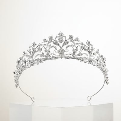 ATHENA COLLECTION - CHIC CRYSTAL TIARA - AHB208 SILVER 