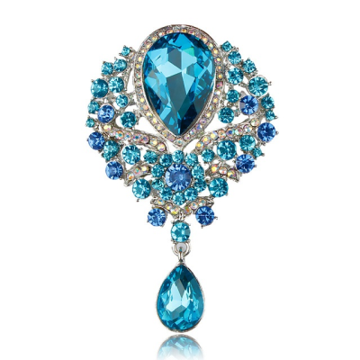 ATHENA COLLECTION - SHIMMERING STARLET BROOCH - 45- AQUA