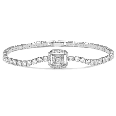 CUBIC ZIRCONIA COLLECTION - GLITZY GLAM BRACELET - CZBR167 SILVER