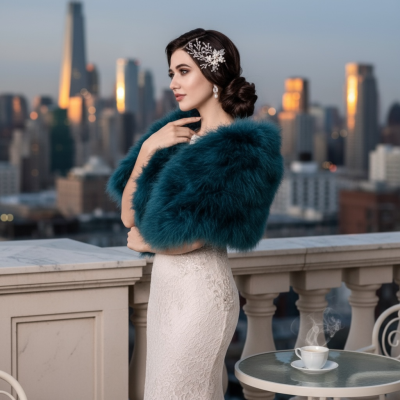 MARABOU FEATHER WRAP - TEAL GREEN (SG5)