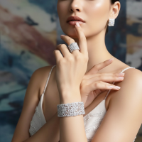 CZ COLLECTION - STATEMENT CUFF BANGLE SET - CZBR168 SILVER