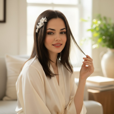 ATHENA COLLECTION - DAINTY FLOWER HAIR CLIP - CLIP774 SILVER 