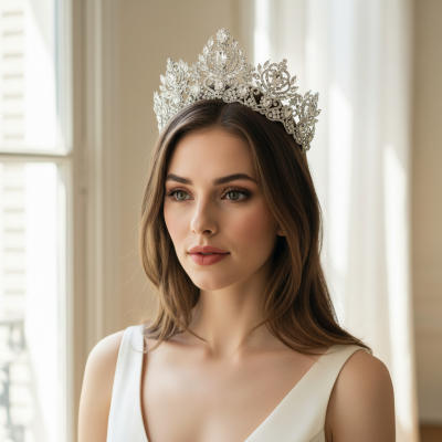 CUBIC ZIRCONIA COLLECTION - CRYSTAL EXTRAVAGANCE TIARA -AHB236