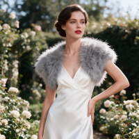 ATHENA - LIMITED EDITION FEATHER BOLERO LIGHT GREY