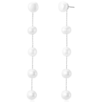 ATHENA COLLECTION - FRESHWATER PEARL DROP EARRINGS - CZER783 SILVER